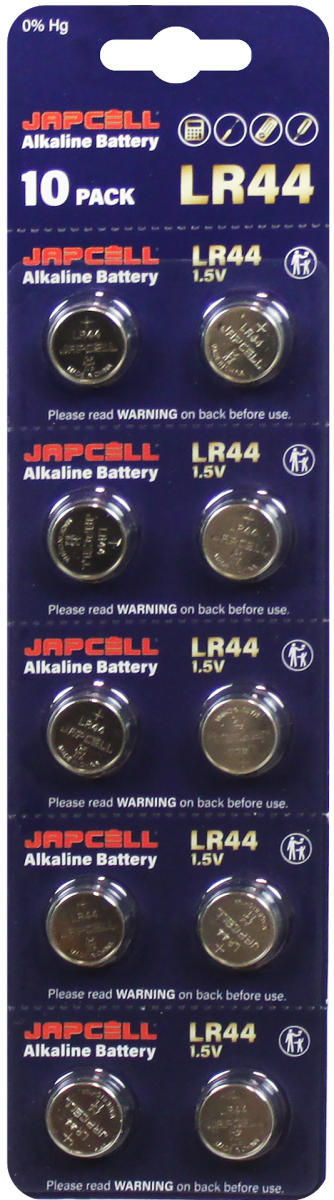 Japcell Alkaline LR44 batterier - 10 stk.