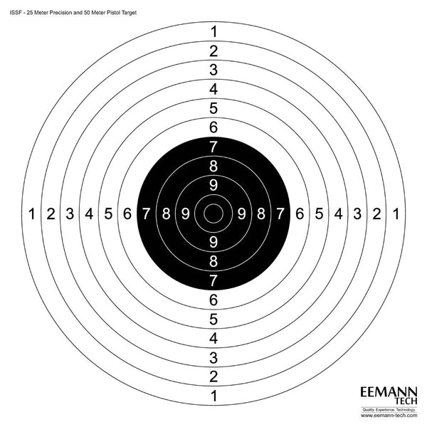 ISSF 25M Presisjon & 50M Pistol Skive 0.5M, 100 stk