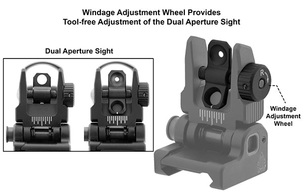 UTG® ACCU-SYNC® Spring-loaded Flip-up Rear Sight